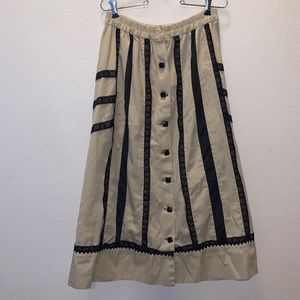 Beige with black lace button down maxi skirt